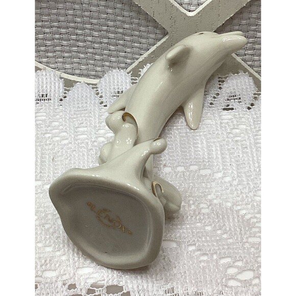 Beautiful Lenox Porcelain Dolphin Porpoise Figurine Sculpture Statue Gold Trim - Picture 9 of 10